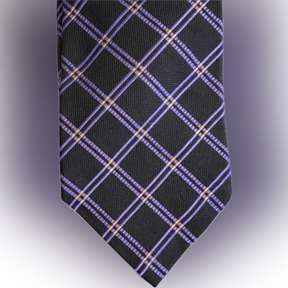 👔 LRL Lauren Ralph Lauren Green Label Silk Necktie / Neck Tie | Black & Purple - Picture 3 of 10